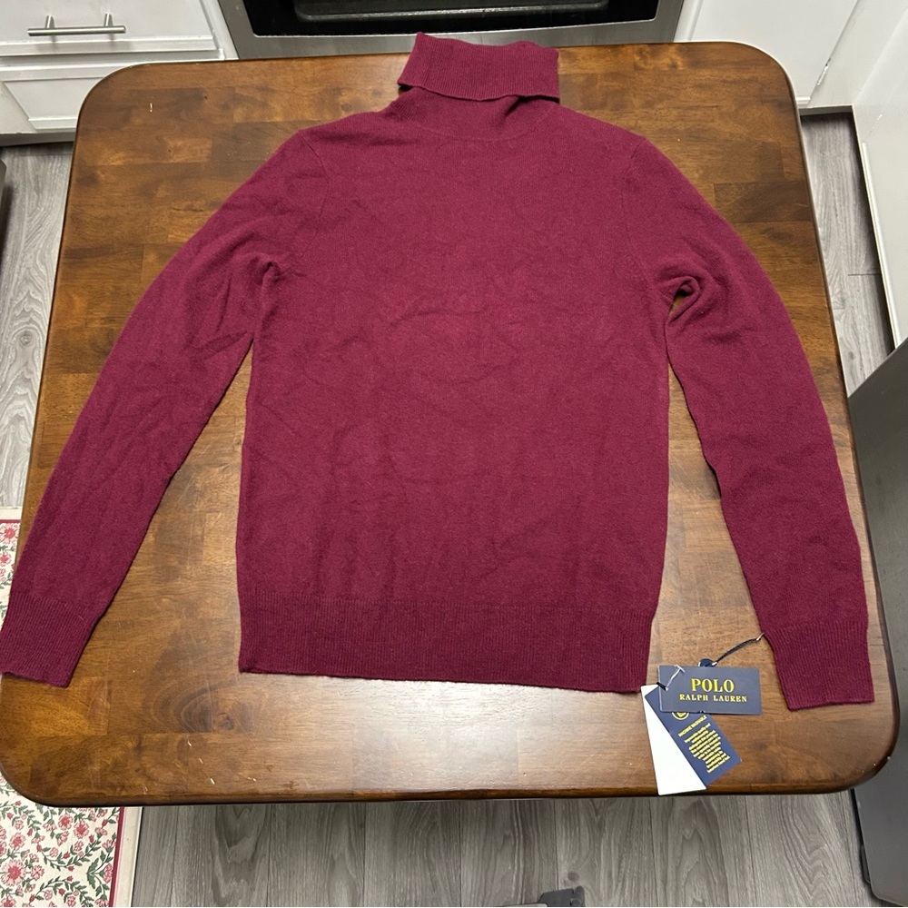 NWT Polo Ralph Lauren Classics Red Washable Cashmere Turtleneck Women’s Size M